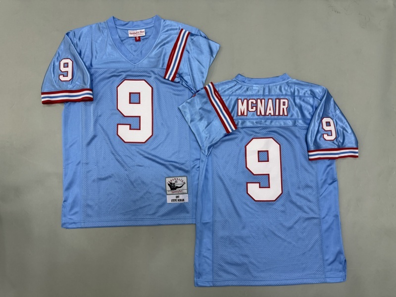 Men 2025 Tennessee Titans #9 Mcnair Light blue Throwback Limited NFL Jersey style 001